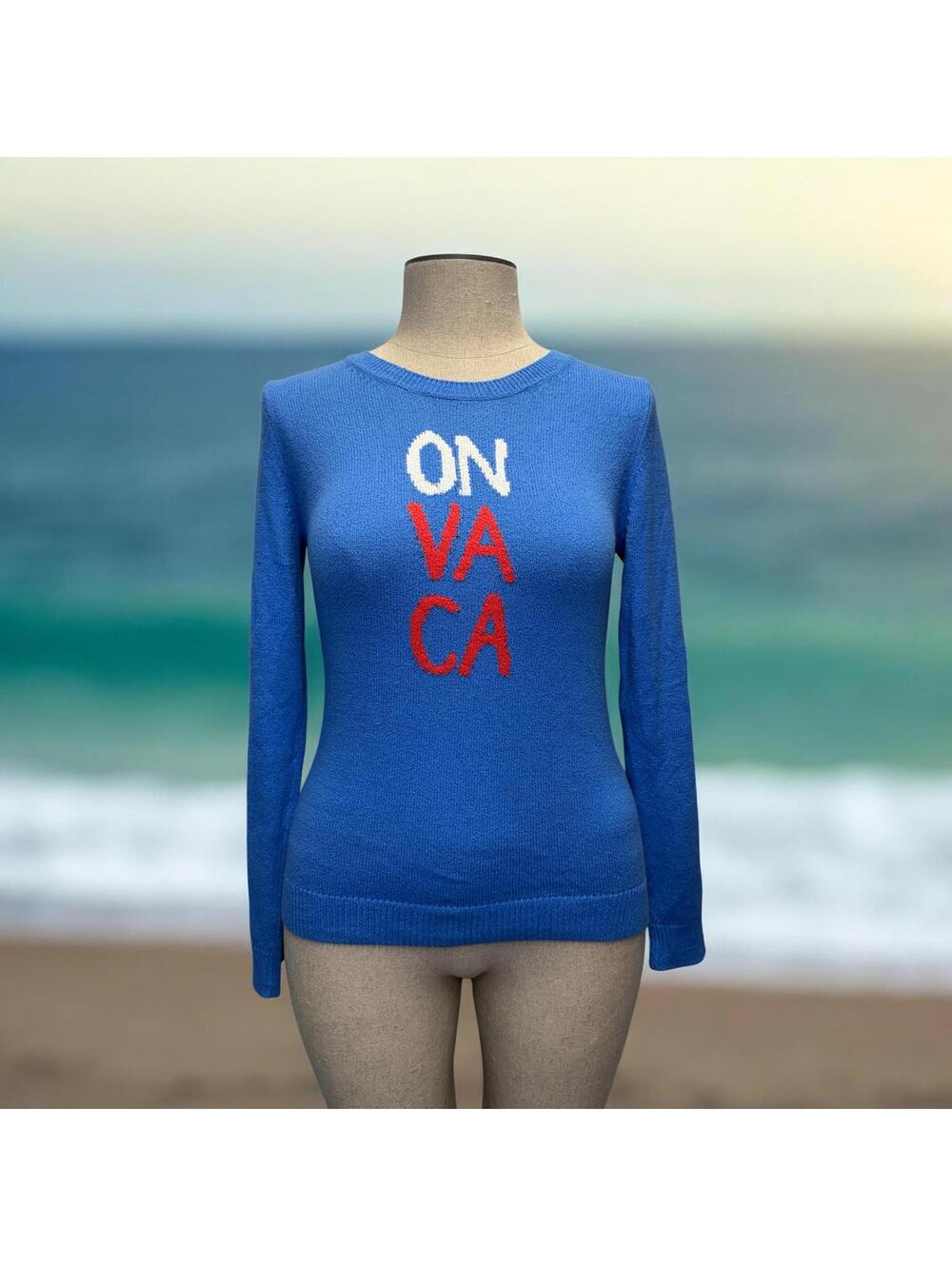 Lilly Pulitzer Solar Blue "ON VA CA" pullover Sybil sweater. M